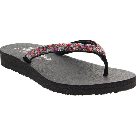 Skechers Women's  Multicolored Daisy Gem Flip Flop Sandals, Size 7 - Picture 1 of 4